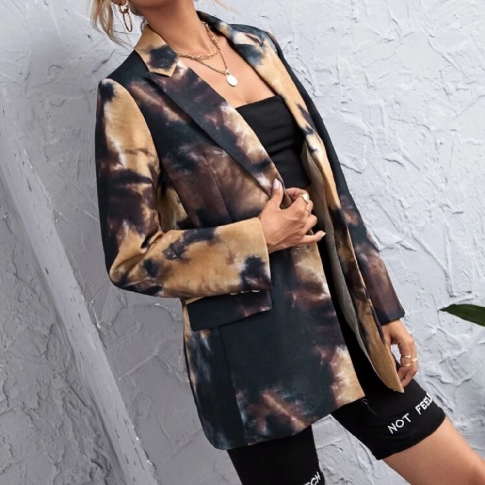 Tie dye blazer. Good fit. Browns and black.